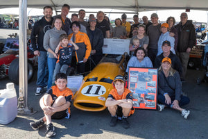 <p>Fogel family with 1969 McLaren M10A F5000 at the 2023 Velocity Invitational run at Sonoma Raceway</p>