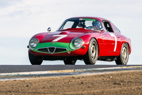 <p>Marnix Dillenius - 1964 Alfa Romeo GTZ at the 2023 Velocity Invitational run at Sonoma Raceway</p>
