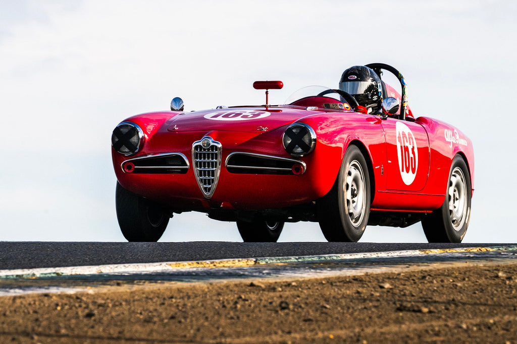 <p>Robert Stoker - 1956 Alfa Romeo Giulietta Spider at the 2023 Velocity Invitational run at Sonoma Raceway</p>